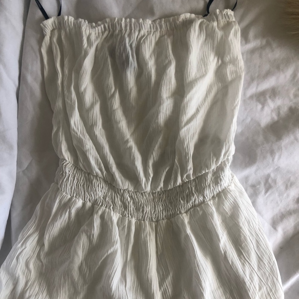 White strapless romper